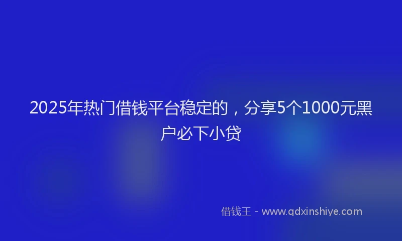 2025年热门借钱平台稳定的，分享5个1000元黑户必下小贷