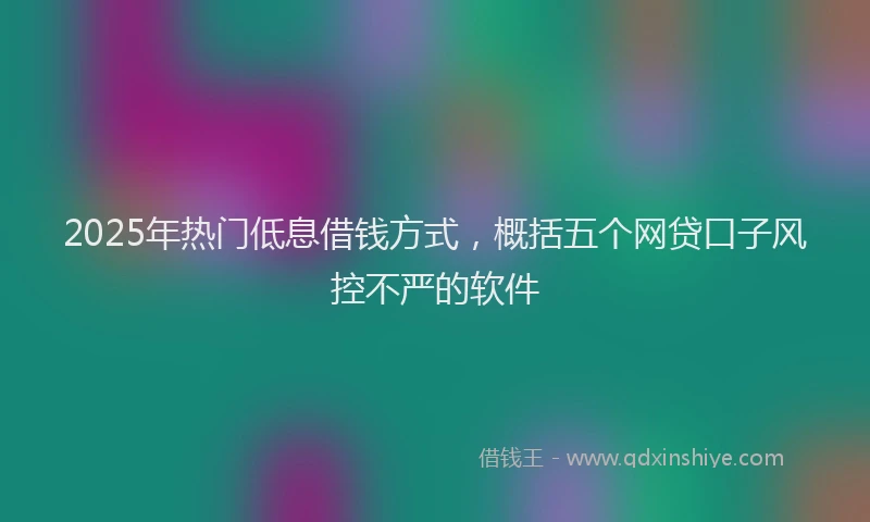 2025年热门低息借钱方式，概括五个网贷口子风控不严的软件