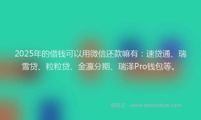 2025年的借钱可以用微信还款嘛有：速贷通、瑞雪贷、粒粒贷、金瀛分期、瑞泽Pro钱包等。