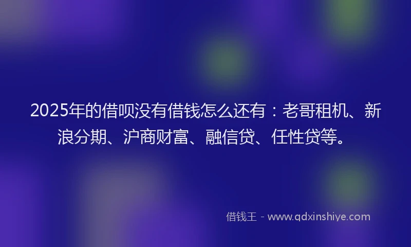 2025年的借呗没有借钱怎么还有：老哥租机、新浪分期、沪商财富、融信贷、任性贷等。