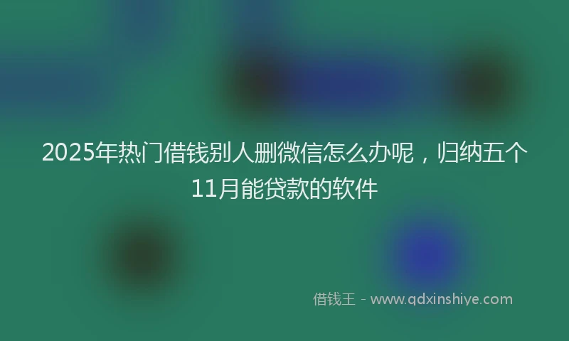2025年热门借钱别人删微信怎么办呢，归纳五个11月能贷款的软件