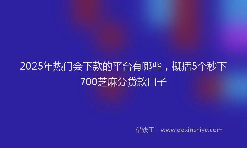 2025年热门会下款的平台有哪些，概括5个秒下700芝麻分贷款口子