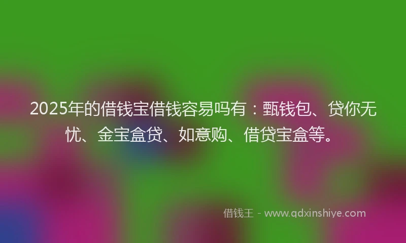 2025年的借钱宝借钱容易吗有：甄钱包、贷你无忧、金宝盒贷、如意购、借贷宝盒等。