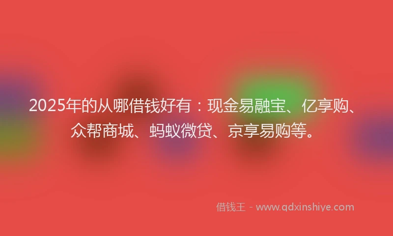 2025年的从哪借钱好有：现金易融宝、亿享购、众帮商城、蚂蚁微贷、京享易购等。