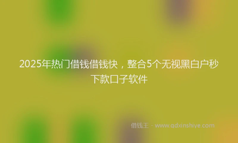 2025年热门借钱借钱快，整合5个无视黑白户秒下款口子软件