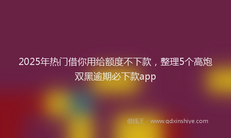 2025年热门借你用给额度不下款，整理5个高炮双黑逾期必下款app