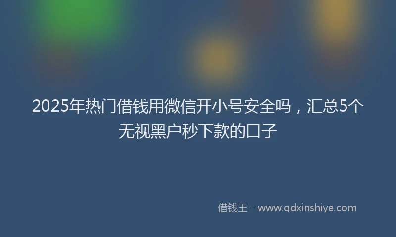 2025年热门借钱用微信开小号安全吗，汇总5个无视黑户秒下款的口子