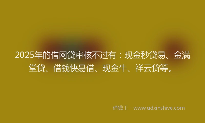 2025年的借网贷审核不过有：现金秒贷易、金满堂贷、借钱快易借、现金牛、祥云贷等。