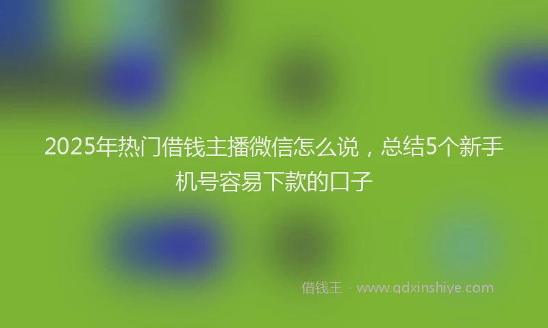 2025年热门借钱主播微信怎么说，总结5个新手机号容易下款的口子