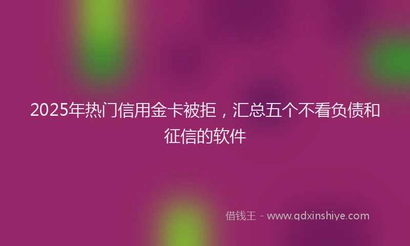 2025年热门信用金卡被拒，汇总五个不看负债和征信的软件