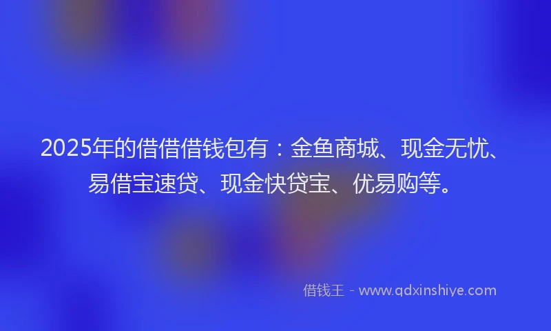 2025年的借借借钱包有：金鱼商城、现金无忧、易借宝速贷、现金快贷宝、优易购等。