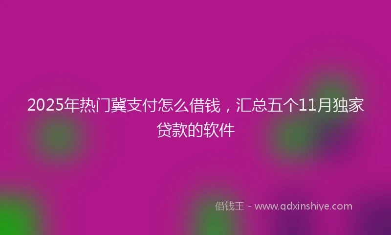 2025年热门冀支付怎么借钱，汇总五个11月独家贷款的软件