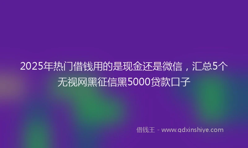 2025年热门借钱用的是现金还是微信，汇总5个无视网黑征信黑5000贷款口子