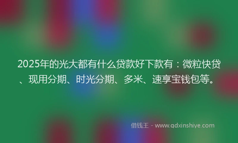 2025年的光大都有什么贷款好下款有：微粒快贷、现用分期、时光分期、多米、速享宝钱包等。