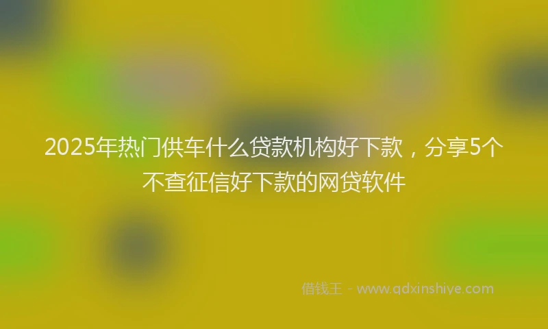 2025年热门供车什么贷款机构好下款，分享5个不查征信好下款的网贷软件