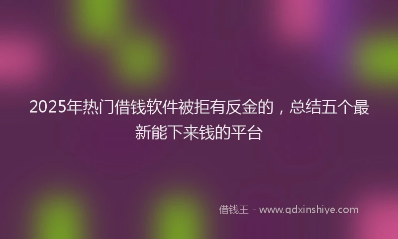 2025年热门借钱软件被拒有反金的，总结五个最新能下来钱的平台