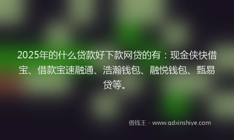 2025年的什么贷款好下款网贷的有：现金侠快借宝、借款宝速融通、浩瀚钱包、融悦钱包、甄易贷等。