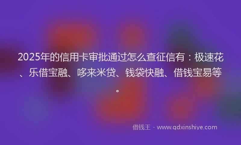 2025年的信用卡审批通过怎么查征信有：极速花、乐借宝融、哆来米贷、钱袋快融、借钱宝易等。