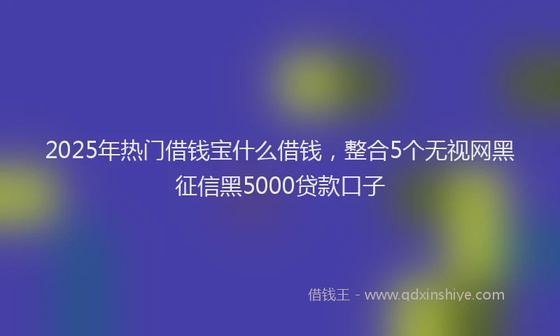 2025年热门借钱宝什么借钱，整合5个无视网黑征信黑5000贷款口子