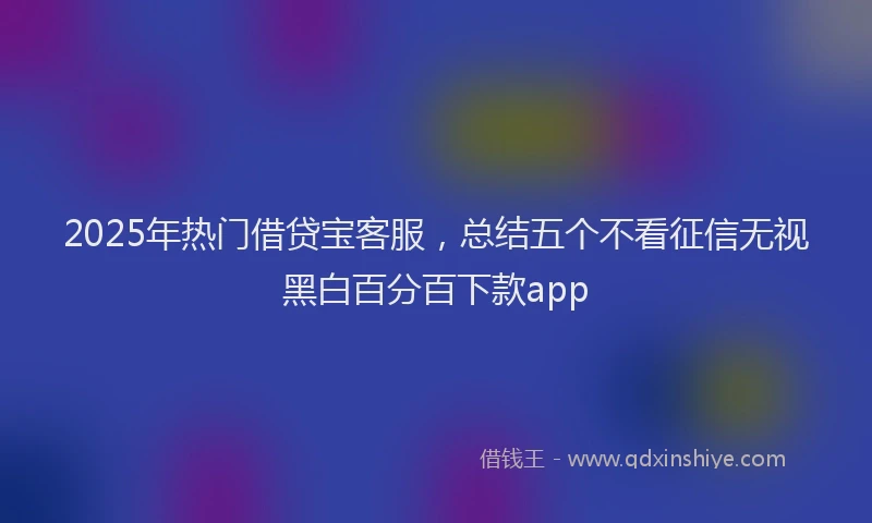 2025年热门借贷宝客服，总结五个不看征信无视黑白百分百下款app