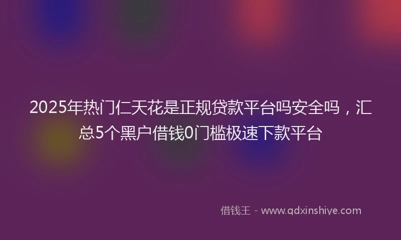 2025年热门仁天花是正规贷款平台吗安全吗，汇总5个黑户借钱0门槛极速下款平台