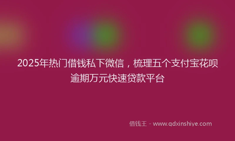 2025年热门借钱私下微信，梳理五个支付宝花呗逾期万元快速贷款平台