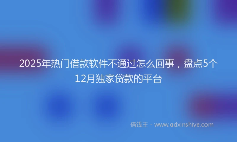 2025年热门借款软件不通过怎么回事，盘点5个12月独家贷款的平台
