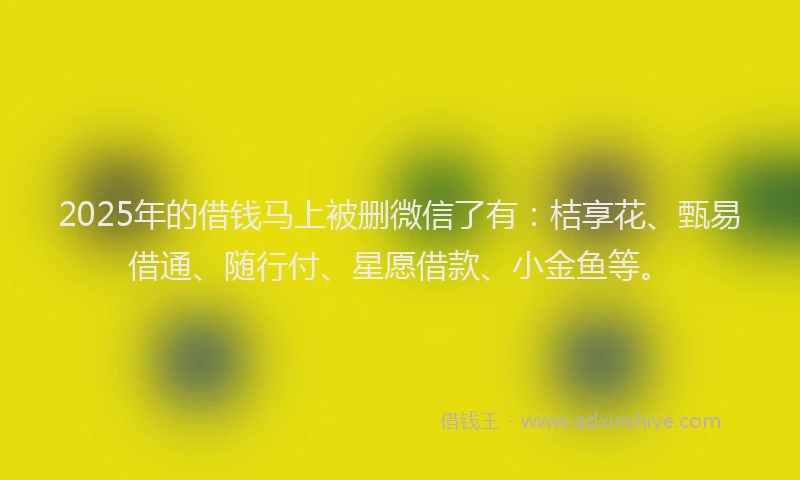 2025年的借钱马上被删微信了有：桔享花、甄易借通、随行付、星愿借款、小金鱼等。