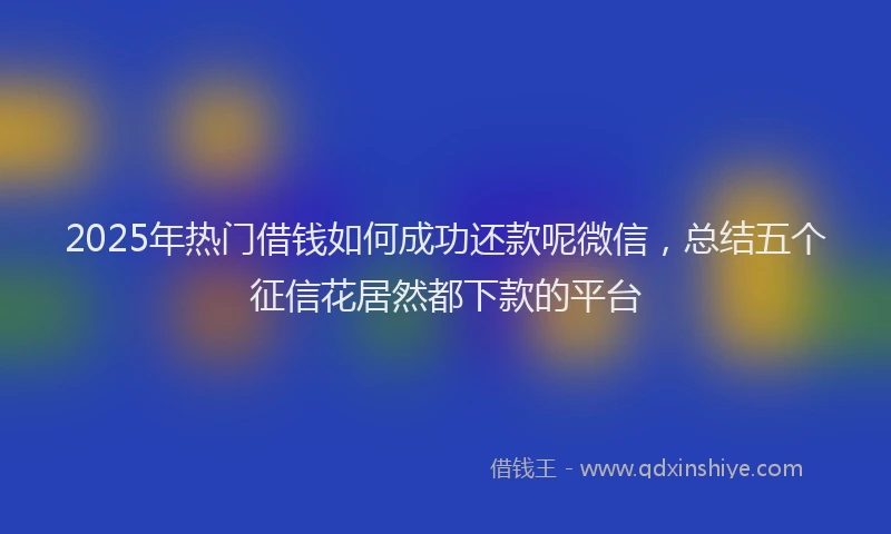 2025年热门借钱如何成功还款呢微信，总结五个征信花居然都下款的平台