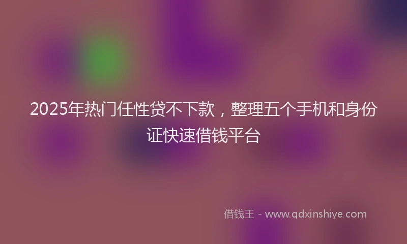 2025年热门任性贷不下款，整理五个手机和身份证快速借钱平台