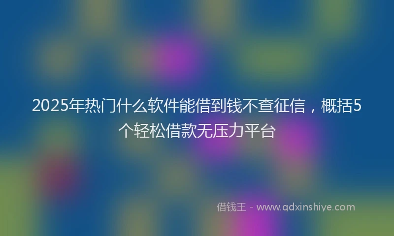 2025年热门什么软件能借到钱不查征信，概括5个轻松借款无压力平台