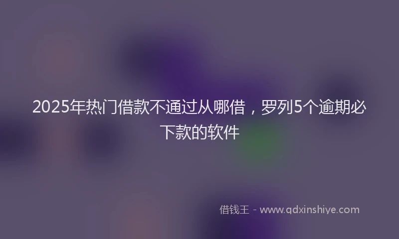 2025年热门借款不通过从哪借，罗列5个逾期必下款的软件