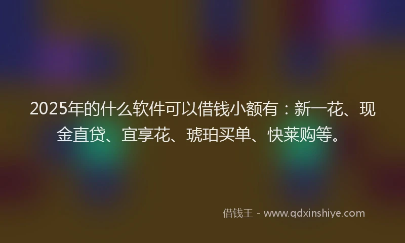 2025年的什么软件可以借钱小额有：新一花、现金直贷、宜享花、琥珀买单、快莱购等。