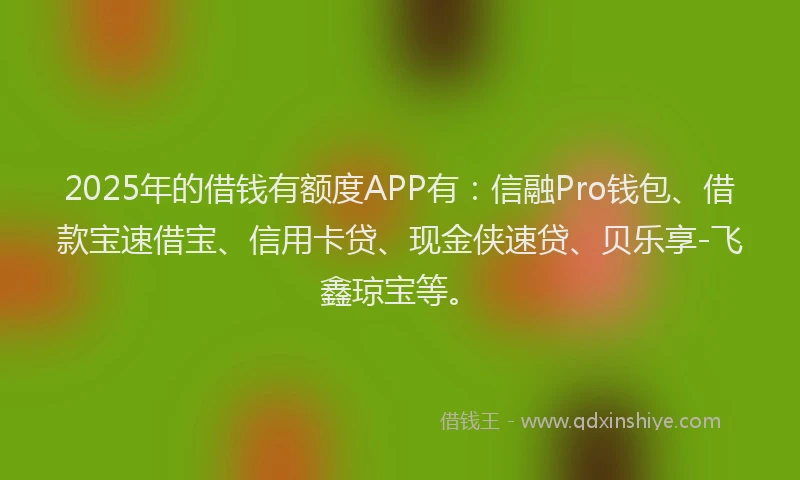 2025年的借钱有额度APP有：信融Pro钱包、借款宝速借宝、信用卡贷、现金侠速贷、贝乐享-飞鑫琼宝等。