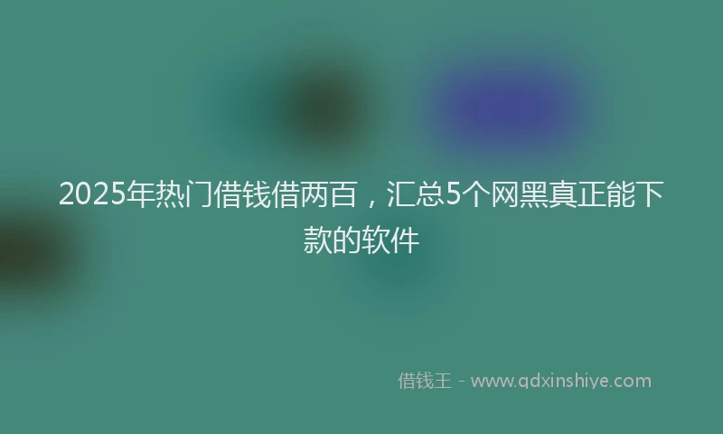 2025年热门借钱借两百，汇总5个网黑真正能下款的软件