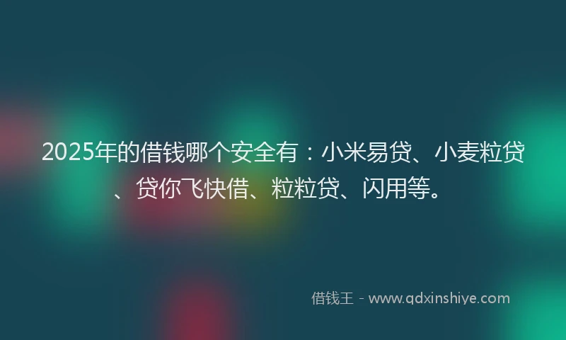 2025年的借钱哪个安全有：小米易贷、小麦粒贷、贷你飞快借、粒粒贷、闪用等。