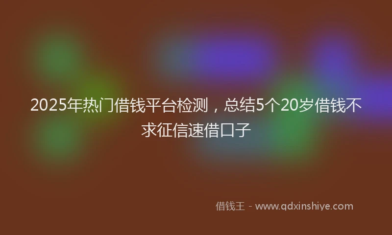 2025年热门借钱平台检测，总结5个20岁借钱不求征信速借口子