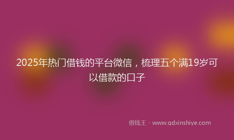 2025年热门借钱的平台微信，梳理五个满19岁可以借款的口子