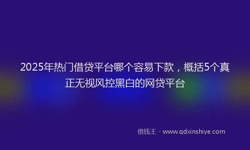 2025年热门借贷平台哪个容易下款，概括5个真正无视风控黑白的网贷平台