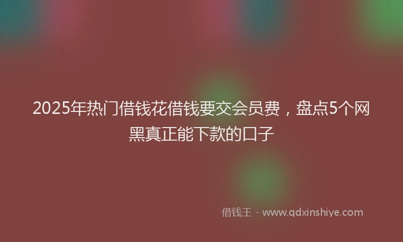 2025年热门借钱花借钱要交会员费，盘点5个网黑真正能下款的口子