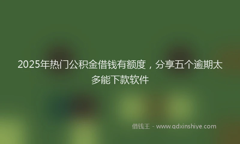 2025年热门公积金借钱有额度，分享五个逾期太多能下款软件