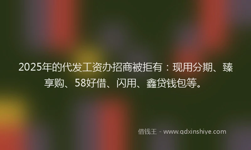 2025年的代发工资办招商被拒有：现用分期、臻享购、58好借、闪用、鑫贷钱包等。