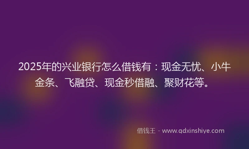 2025年的兴业银行怎么借钱有：现金无忧、小牛金条、飞融贷、现金秒借融、聚财花等。