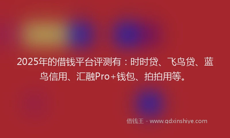 2025年的借钱平台评测有：时时贷、飞鸟贷、蓝鸟信用、汇融Pro+钱包、拍拍用等。