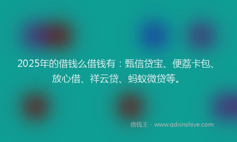 2025年的借钱么借钱有：甄信贷宝、便荔卡包、放心借、祥云贷、蚂蚁微贷等。