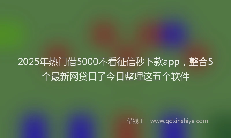 2025年热门借5000不看征信秒下款app，整合5个最新网贷口子今日整理这五个软件