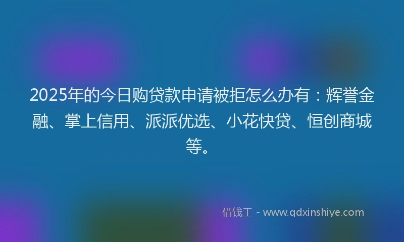 2025年的今日购贷款申请被拒怎么办有：辉誉金融、掌上信用、派派优选、小花快贷、恒创商城等。