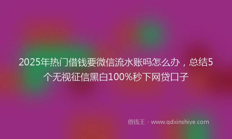 2025年热门借钱要微信流水账吗怎么办，总结5个无视征信黑白100%秒下网贷口子