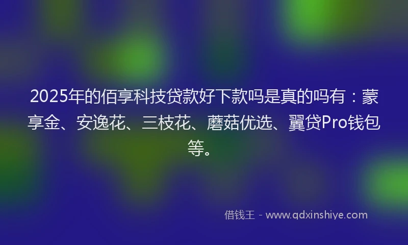 2025年的佰享科技贷款好下款吗是真的吗有：蒙享金、安逸花、三枝花、蘑菇优选、翼贷Pro钱包等。