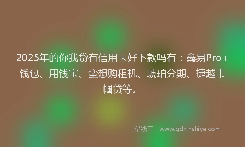 2025年的你我贷有信用卡好下款吗有：鑫易Pro+钱包、用钱宝、蛮想购租机、琥珀分期、捷越巾帼贷等。